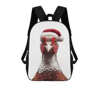 sinyumoney Festive Pheasant with Santa Hat Zaino Scolastico Zaino Per Bambini Borsa Scolastica Di Grande Capacità Zaino Per Bambini Per La Scuola Zaino 3D Borsa Per Libri Regali Per Bambini 17inch