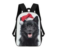 sinyumoney Festive Schipperke Dog with Santa Hat Zaini, Zaino Per Bambini, Borsa Scolastica Per Studenti, Zaini Da Viaggio Stampati in 3D, Zaino Accessorio Moda, Zaini Impermeabili Per Bambini 17inch