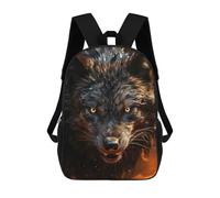 sinyumoney Fierce Black Wolf in Fire Zaini Casual Per Bambini, Borse Scolastiche Per Ragazzi E Ragazze, Zaini Per Libri, Zaini 17inch