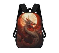 sinyumoney Fiery Dragon Moonlit Sky Zaini Per Bambini Zaino Scolastico Borsa Scolastica Stampata in 3D Borsa Scolastica Per Ragazzi Studenti Delle Scuole Elementari E Medie 17inch
