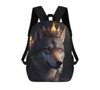 sinyumoney Fire King Wolf Zaino Scolastico Per Bambini, Stampato in 3D, Borsa Scolastica Alla Moda, Borsa Scolastica Casual Per Ragazzi, Studenti Delle Scuole Elementari E Medie 17inch