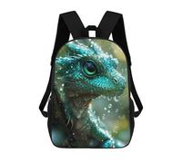 sinyumoney Fire Red Baby Dragon - Zaino per la scuola, per ragazze e ragazzi, con tasca, alla moda, per la scuola, Green Baby Dragon, 17"