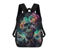 sinyumoney Fire Skull Zaino scolastico per ragazze e ragazzi, grande zaino leggero per bambini e studenti, Suit Up! Smoke Skull, 17"