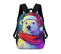sinyumoney Firefighter Colorful Zaino Per Bambini Zaino Scuola Stampato In 3D, Zaino Per Ragazzi E Ragazze, Zaino Scuola Regolabile Per La Scuola Primaria, Festive Polar Bear, 17"