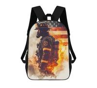 sinyumoney Firefighter with American Flag Zaino Scolastico Per Bambini, Borsa Scolastica Stampata in 3D Per Ragazzi, Studenti Delle Scuole Elementari E Medie 17inch
