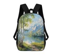 sinyumoney FirePlace Wonderland Zaino scolastico stampato 3D, zaino casual per bambini, borsa scolastica stampata 3D, per ragazzi, scuola primaria e college, Tranquil Natura, 17"