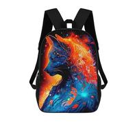 sinyumoney Flame And Shadow Wolf Art Zaino, Zaino Per Bambini, Borsa Scolastica Per Studenti, Zaino Per Libri, Borsa Scolastica Stampata in 3D Per Ragazzi E Ragazze 17inch