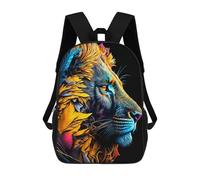sinyumoney Flaming Bear Artwork Zaino Scuola Stampato 3D Per Ragazzi E Ragazze Zaino Per Bambini Borsa Da Viaggio, Colorful Leone Ritratto -29, 17"