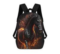 sinyumoney Flaming Black Stallion Zaino Scolastico Per Bambini Alla Moda Casual Zaini Per Bambini Stampati in 3D Borse Scolastiche Per Ragazzi Zaino Grande 17inch