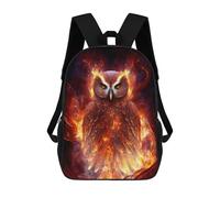 sinyumoney Flaming Owl Artwork -4 Zaino Scolastico Alla Moda Per Studenti, Adatto A Ragazzi E Ragazze, Ideale Per Viaggi All'aperto E Attività Ricreative. 17inch