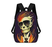 sinyumoney Flaming Skull in Suit Zaini Per Bambini, Zaini Scolastici Personalizzati 3D Per Ragazzi E Ragazze, Zaini Scolastici Grandi, Zaini Casual Da Giorno 17inch