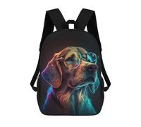 sinyumoney Flaming Unicorn Majesty Zaino per bambini con stampa 3D per ragazzi e adolescenti, Neon Pup In Glasses, 17"