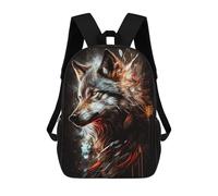 sinyumoney Flaming Wolf Portrait -1 Zaini Per Bambini Zaino Scolastico Borsa Scolastica Stampata in 3D Borsa Scolastica Per Ragazzi Studenti Delle Scuole Elementari E Medie 17inch
