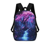 sinyumoney Flamingo Silhouette Galaxy Zaini Per Bambini E Studenti, Zaini Scuola Stampati In 3D, Zaini Per Studenti Primari E Secondari, Zaini Per Ragazzi E Ragazze, Albero di fiori rosa giapponese