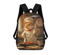 sinyumoney Flamingo Zaino Per Bambini Stampa 3D Borsa Scuola Per Ragazzi E Ragazze Zaino Alla Moda E Casual Per Studenti, Cat Chef, 17"