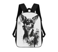 sinyumoney FlatCoated Retriever Water Zaino Per Bambini Alla Moda E Divertente, Zaino Per Ragazzi E Adolescenti, Borsa Da Scuola Stampa 3D Per Ragazzi, Chihuahua Black Ink, 17"