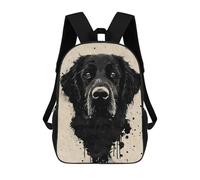 sinyumoney FlatCoated Retriever Water Zaino Per Bambini Alla Moda E Divertente, Zaino Per Ragazzi E Adolescenti, Borsa Da Scuola Stampa 3D Per Ragazzi, Flat Black Ink Splatter, 17"