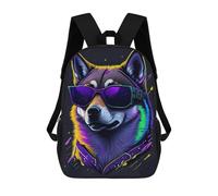 sinyumoney Floating Fantasy Islands Zaino scolastico per bambini stampato 3D, ideale per viaggi e libri, Neon Wolf Sunglasses Art -1, 17"