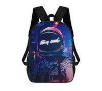 sinyumoney Floating Fantasy Islands Zaino scolastico per ragazze e ragazzi, grande capacità, leggero, per bambini e studenti, Neon Helmet Cityscape, 17"