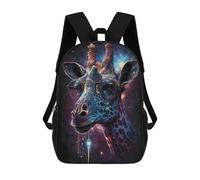 sinyumoney Floating Fantasy Islands Zaino scolastico per ragazze e ragazzi, grande capacità, leggero, per bambini e studenti, Galactic Giraffe Glasses Art Print, 17"