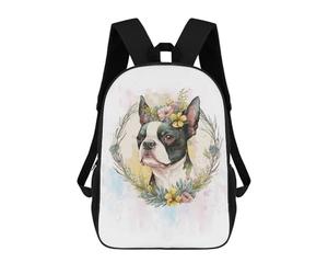 sinyumoney Floral Boston Terrier Zaini Per Bambini, Zaini Scolastici Personalizzati 3D Per Ragazzi E Ragazze, Zaini Scolastici Grandi, Zaini Casual Da Giorno 17inch