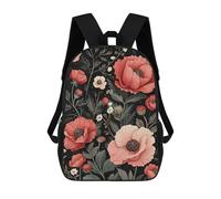 sinyumoney Floral Pattern with Red And Pink Poppies Zaino Scolastico Zaino Per Ragazze E Ragazzi Zaini Di Grande Capacità Zaino Per Bambini Borse Scolastiche Leggere Per Bambini E Studenti 17inch