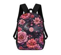 sinyumoney Floral Vinyl Record Zaino Per La Scuola Stampato in 3D Borsa Scolastica Per Ragazzi E Ragazze Zaino Per Bambini Zaino Da Viaggio 17inch