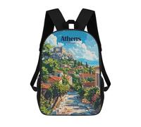 sinyumoney Floreale Dot Display Zaino Scuola Per Bambini Stampato In 3D, Ideale Per Viaggi E Letture, Per Ragazzi E Studenti Primaria, Athens Greece Travel, 17"