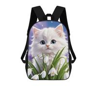 sinyumoney Fluffy White Kitten with Blue Eyes Zaino Per Scuola Secondaria, Casual, Da Viaggio, Per Ragazzi/ragazze/adolescenti 17inch