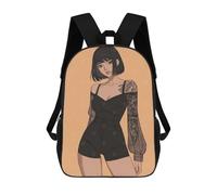 sinyumoney Flying Paper Bird Zaino Alla Moda Impermeabile E Casual Per Adolescenti, Ragazze, Ragazzi, Donne E Uomini, Black Outfit Illustrazione, 17"
