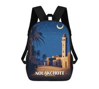 sinyumoney Forest Deer Sunset Zaino, Zaino Per Bambini, Zaino Scuola Per Studenti, Zaino Per Libri, Zaino Scuola Stampato In 3D Per Ragazzi E Ragazze, Nouakchott, Mauritania At Night, 17"