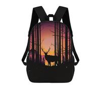 sinyumoney Forest Sunset with Deer Silhouette Zaino Scolastico Per Bambini Alla Moda Casual Zaini Per Bambini Stampati in 3D Borse Scolastiche Per Ragazzi Zaino Grande 17inch