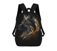 sinyumoney Fox Black Gold Dark BG Zaino Scolastico Stampato in 3D Zaino Scolastico Per Bambini Zaini Scolastici Zaini Da Viaggio Borsa Casual Alla Moda Per Bambini Studenti Scolastici 17inch