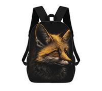 sinyumoney Fox Black Gold Zaini Stampati in 3D Per Bambini, Zaini Scolastici, Borse Scolastiche, Zaini Alla Moda Per Ragazzi, Studenti Delle Scuole Elementari E Medie 17inch