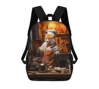 sinyumoney Fox Cooking Kitchen Funny Zaino Scolastico Per Bambini, Stampato in 3D, Borsa Scolastica Alla Moda, Borsa Scolastica Casual Per Ragazzi, Studenti Delle Scuole Elementari E Medie 17inch