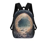 sinyumoney Fox in Abstract Landscape - Zaino per la scuola, impermeabile, da viaggio, borsa per computer, per ragazze, ragazzi e adolescenti, Enchanted Winter Portal, 17"