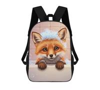 sinyumoney Fox in Bathtub with Bubbles Zaino Scolastico Stampato in 3D Per Bambini, Zaino Scolastico Casual Alla Moda Per Bambini Studenti 17inch