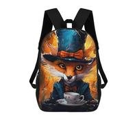 sinyumoney Fox in Top Hat with Tea Cup Zaino Scolastico Per Bambini, Stampato in 3D, Borsa Scolastica Alla Moda, Borsa Scolastica Casual Per Ragazzi, Studenti Delle Scuole Elementari E Medie 17inch