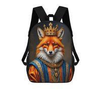 sinyumoney Fox King Zaino Per Bambini Borsa Scolastica Per Ragazzi Cartone Animato Stampa 3D Borsa Scolastica Per Studenti Zaino Per Laptop Per Ragazzi E Ragazze 17inch