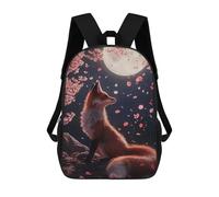 sinyumoney Fox Under The Moonlight with Cherryblossoms Zaino Scolastico, Borsa Da Viaggio, Zaino Universitario, Zaini Per Campus, Viaggi All'aperto, Sport 17inch