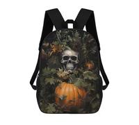 sinyumoney Foxes Under The Moon - Zaini per bambini, con stampa 3D, Zaini per studenti delle scuole elementari e del college (ragazzi e ragazze), Floral Skeleton Pumpkin, 17"