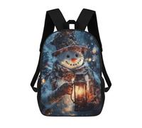 sinyumoney Francese Bulldog Santa Hat Zaini Scuola Per Bambini, Borsa Scuola Stampato 3D Per Ragazzi Studenti Della Scuola Elementari E Del College, Snowman With Lantern, 17"