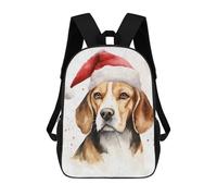 sinyumoney Francese Bulldog Santa Hat Zaini Scuola Per Bambini, Borsa Scuola Stampato 3D Per Ragazzi Studenti Della Scuola Elementari E Del College, Beagle Dog Santa Hat Xmas, 17"