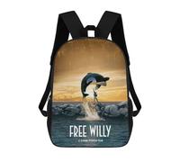 sinyumoney Free Willy Zaini Per Bambini, Zaino Scolastico Alla Moda, Borsa Scolastica Stampata in 3D Per Ragazzi, Studenti Delle Scuole Elementari E Medie 17inch