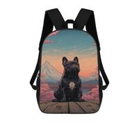 sinyumoney French Bulldog Mount Fuji Zaino Scolastico Per Bambini, Stampato in 3D, Borsa Scolastica Alla Moda, Borsa Scolastica Casual Per Ragazzi, Studenti Delle Scuole Elementari E Medie 17inch