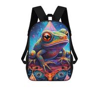 sinyumoney Frog Fantasy Zaino Scolastico Per Bambini, Stampato in 3D, Borsa Scolastica Alla Moda, Borsa Scolastica Casual Per Ragazzi, Studenti Delle Scuole Elementari E Medie 17inch