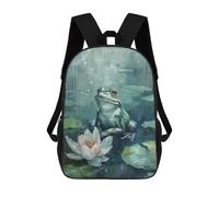 sinyumoney Frog on Lily Pad Zaini Stampati in 3D, Borsa Scolastica Casual Per Bambini, Borsa Scolastica Alla Moda Per Ragazzi, Studenti Delle Scuole Medie 17inch