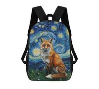 sinyumoney Frogs in Starry Night Parody Zaino Bambino Alla Moda E Divertente, Zaino Per Ragazzi E Adolescenti, Borsa Da Scuola Stampa 3D Per Ragazzi, Fox In Starry Night Style Painting, 17"