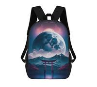 sinyumoney Full Moon in Japanese Zaini Per Bambini Zaino Scolastico Borsa Scolastica Stampata in 3D Borsa Scolastica Per Ragazzi Studenti Delle Scuole Elementari E Medie 17inch
