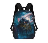 sinyumoney Full Moon Japanese Temple Zaino Scolastico Zaino Per Bambini Borsa Scolastica Di Grande Capacità Zaino Per Bambini Per La Scuola Zaino 3D Borsa Per Libri Regali Per Bambini 17inch